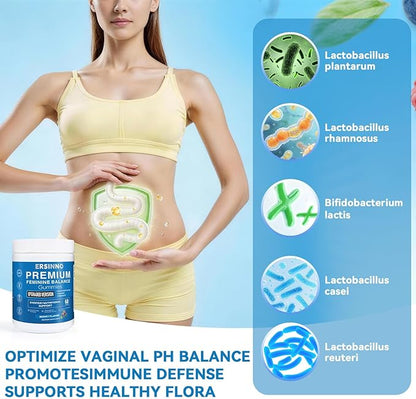 Premium Feminine Balance Gummies - Upgraded Formula with Probiotics, Evening Primrose, Inositol, VIT C & E - Sugar Free, No Artificial Flavors,Vegan Vaginal pH Support & Odor Control,60 (Mixed Berry)