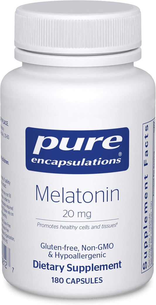 Pure Encapsulations Melatonin 20 mg - Not Intended for Sleep Support - for Immune System & Healthy Cells - 99.5% Purity Melatonin - Gluten Free & Non-GMO - 180 Capsules