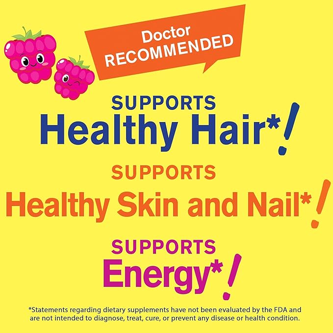 WellYeah Biotin Gummies for Kids 5000 mcg - Supports Hair Growth, Skin Health, and Nails - Natural Sourced Flavors - GMO Free, Gluten Free - Gummy for Boys and Girls - 60 Count