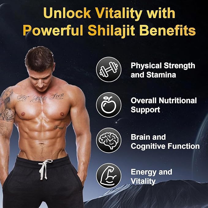 vitacore Himalayan Shilajit Gummies for Men & Women - Pure Gold Energy Boost, 85+ Trace Minerals & Fulvic Acid, Gluten-Free, 60 Gummies