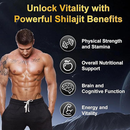 vitacore Himalayan Shilajit Gummies for Men & Women - Pure Gold Energy Boost, 85+ Trace Minerals & Fulvic Acid, Gluten-Free, 60 Gummies