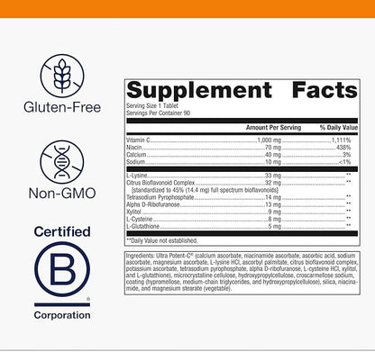 Metagenics Ultra Potent-C 1000 - Buffered Vitamin C Supplement with Antioxidant Support - Supports Immune Health, Collagen Formation & Stomach Comfort - Non-GMO & Gluten-Free - 90 Tablets