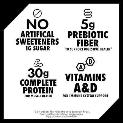 Oikos Protein Shake, Vanilla, 30g High Protein Drinks, Shelf Stable, Ready to Drink, 5g Prebiotic Fiber, 12 fl oz Bottle, 4 Count