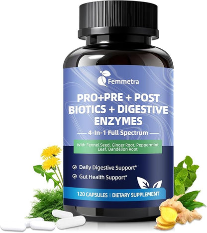 Digestive Enzymes Postbiotics Prebiotics Probiotics for Women Men, 200 Billion CFU 36 Probiotic Strains - Complete Gut, Digestive, Regularity, Gas, Bloating & Immune Support Supplement, Vegan, 60 Days