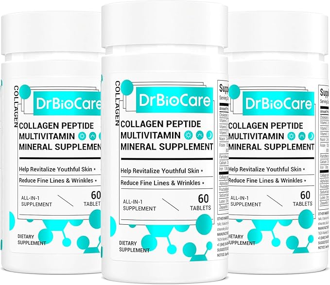 DrBioCare Collagen Peptides for Women, Beauty Vitamin & Mineral Supplement,Contains Vitamin D3, Probiotics for Women & Collagen Peptides,Vitamin B Complex,Vitamin E 180 Tablets