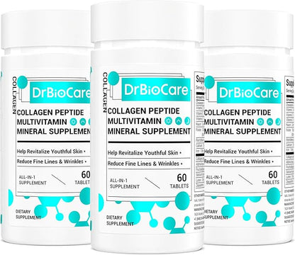 DrBioCare Collagen Peptides for Women, Beauty Vitamin & Mineral Supplement,Contains Vitamin D3, Probiotics for Women & Collagen Peptides,Vitamin B Complex,Vitamin E 180 Tablets
