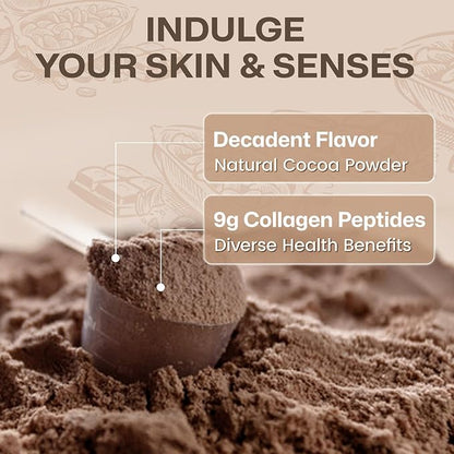NATURE TARGET Chocolate Multi Collagen Peptides – Collagen Powder for Women with Vitamin C & Creatine, Supports Skin, Hair, Nails & Joint Health - Type I, II, III, V & X, Gluten Free, 35 Servings