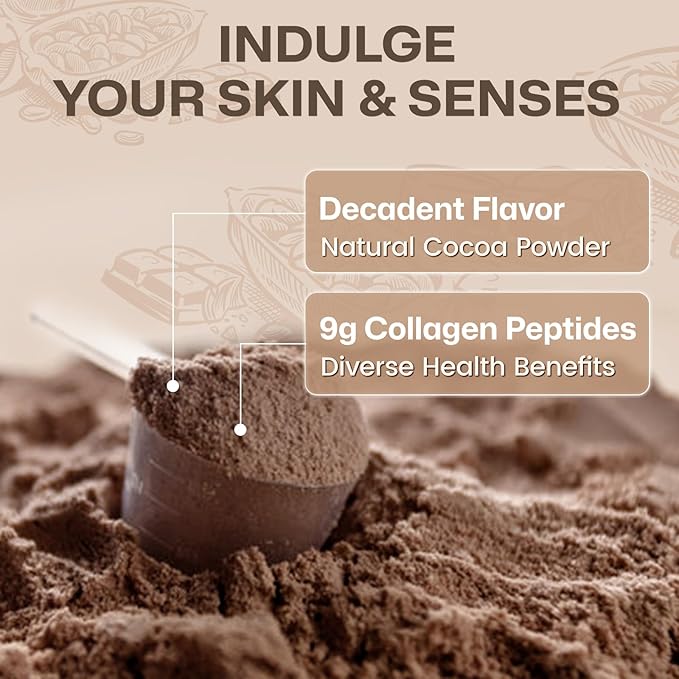 NATURE TARGET Chocolate Collagen Peptides Powder - Multi Collagen for Women with Vitamin C & Creatine, Supports Skin, Hair, Nails & Joint Health - Type I, II, III, V & X, Gluten Free, 35 Servings