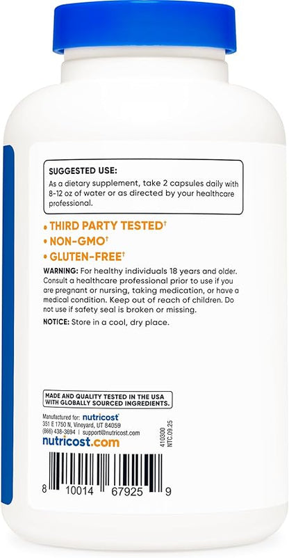 Nutricost Glucosamine Sulfate 750mg, 240 Capsules (2 Bottles) (1500mg Per Serving)