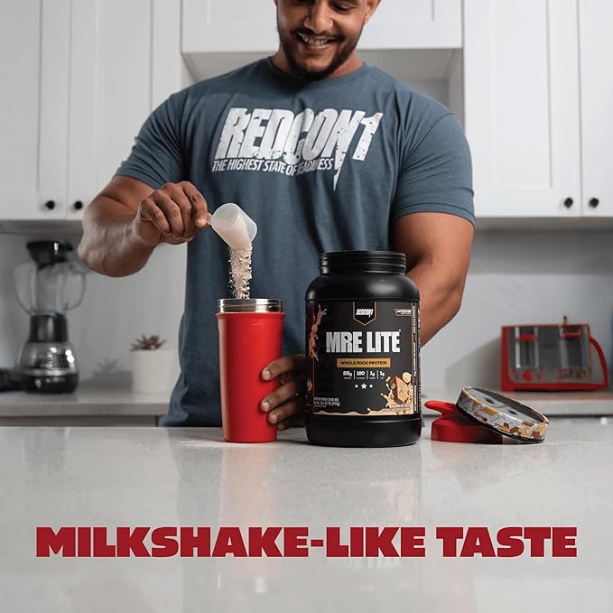 REDCON1 MRE LITE Whole Food Protein Powder, Banana Nut Bread - Lactose Free & Sugar Free Meal Replacement with Animal Protein Blends - Easy to Digest Formula - Only 1g Carb per Serving (30 Servings)
