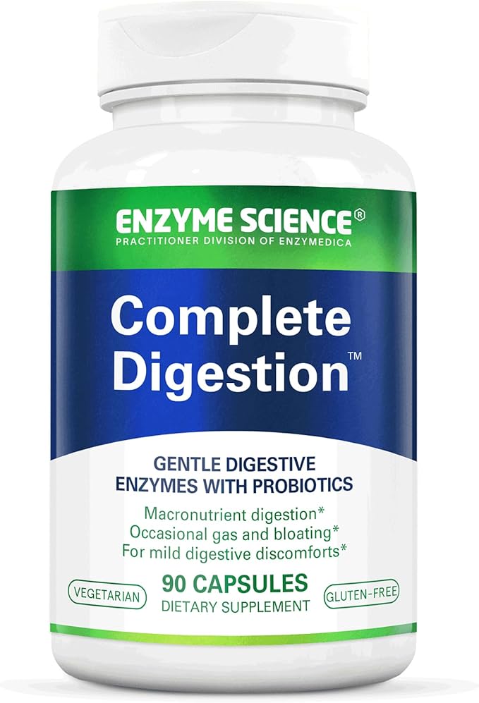 Enzyme Science - Complete Digestion, Full Support for Digestive Health and Help Reducing Gas, Bloating, Indigestion, and Irregularity with 125 Billion CFU Probiotics, Vegetarian, 90 Capsules