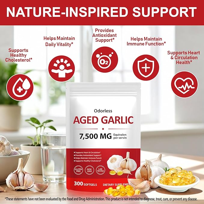 Garlic Softgels 300 Count 2Pack – Odor-Controlled Garlic Supplement – Traditional Herbal Support – Easy to Swallow Softgel Capsules – Non-GMO, Gluten Free