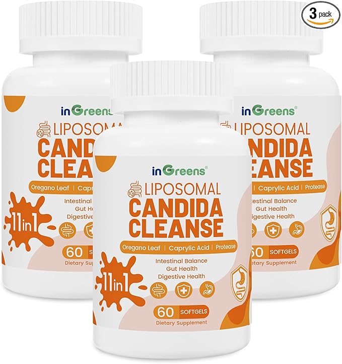 11-in-1 Candida Support Supplement, Antifungal Overgrowth, Intestinal Detox & Gut Health for Women & Men, Balance Probiotic, Natural Herbal Oregano & Caprylic Acid Softgels, 180 Count