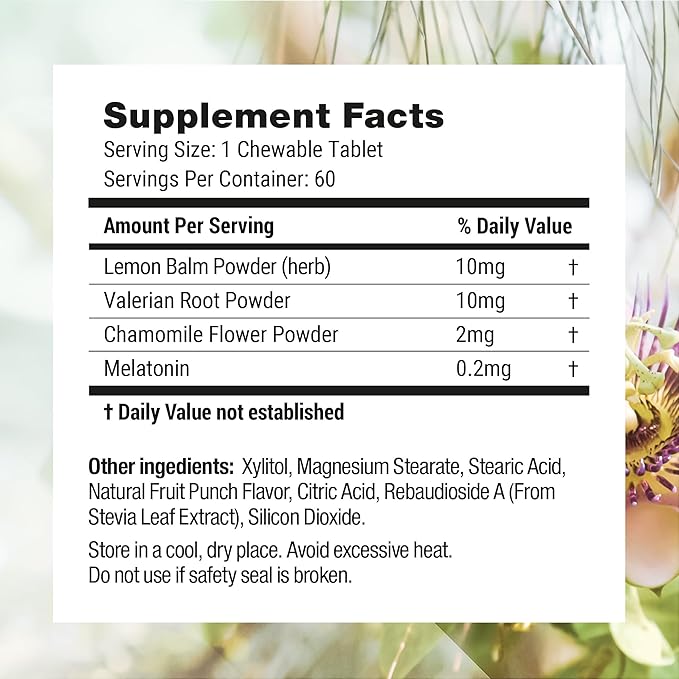 Nested Naturals Luna Kids Sugar-Free Sleep Aid Tablets for Children 4+ - Naturally Sourced Ingredients - Herbal Sleep Supplement with Chamomile, Melatonin, Valerian & Lemon Balm - 120 Chewable Tablets