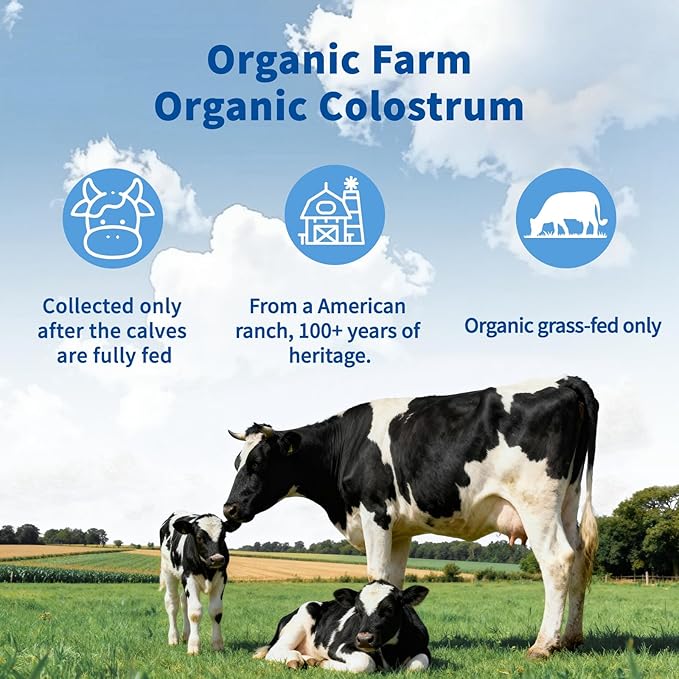 Bovine Colostrum Powder Supplements, 3000mg IgG, Grass-Fed Orgainc Freeze Dried Colostrum for Women & Men | Supports Gut Health, Hair Health, Immune Defense & Muscle Recovery, Unflavored, 50 Servings