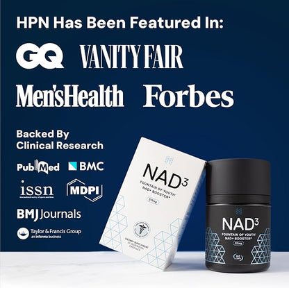 HPN NAD3 Clinical NAD+ Booster, Cellular Health & Natural Energy - NAD Supplement for Healthy Aging, Metabolic Support, NRF2 & Longevity, Nicotinamide Riboside & NMN Alternative, 60ct, 30-Day Supply