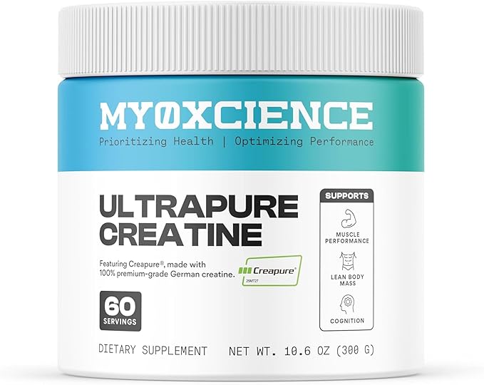 MYOXCIENCE Creapure® Creatine Monohydrate | Supports Strength & Muscle Mass, Cognition and Lean Body Mass | Unflavored 60 Servings