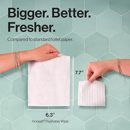 The Honest Company Hypoallergenic Flushable Wipes for Sensitive Skin, Tropical Leaves, 42 Count