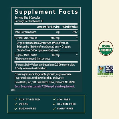 Gaia Herbs Period Cycle Support - Supports Hormone Balance & PMS Relief* - Herbal Supplement with Vitex Berry & Schisandra - Free from Gluten, Dairy & Soy - 60 Vegan Liquid Phyto-Caps (30 Servings)