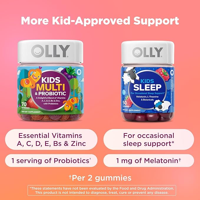 OLLY Kids Friendly Fiber Gummy, Digestion Support,* 3g Prebiotic Fiber FOS, Kids Chewable Supplement, Berry Brilliant Flavored, 25 Day Supply - 50 Count