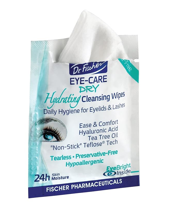 Dr. Fischer Tea Tree Eyelid Wipes - Gentle Eye Wipes for Everyday Eye Cleansing and Hypoallergenic Makeup Remover
