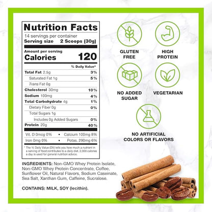 Chike Cinnamon High Protein Iced Coffee, 20 G Protein, 2 Shots Espresso, 1 G Sugar, Keto Friendly and Gluten Free, 14 Servings (14.8 Ounce)
