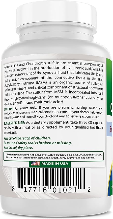 Best Naturals, Glucosamine Chondroitin MSM Supplements, 2600 mg per Serving, 90 Capsules (90 Count (Pack of 2))