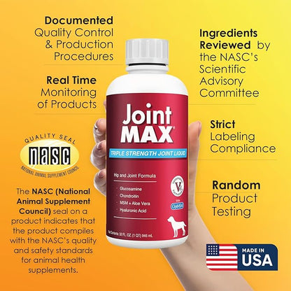 Liquid for Dogs – Glucosamine Chondroitin MSM Hip & Joint Supplement Liquid with Organic Turmeric – All-Natural Dog Joint Support Oil for Mobility, Arthritis, Skin & Coat – 32 fl oz