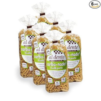 Al Dente Carba-Nada Fusilli - Low Carb, High Protein - Keto & Point-Based Diet-Friendly, Artisanal Pasta Noodles, Cage-Free Eggs & Non-GMO Ingredients. 12oz Bags (Pack of 6)