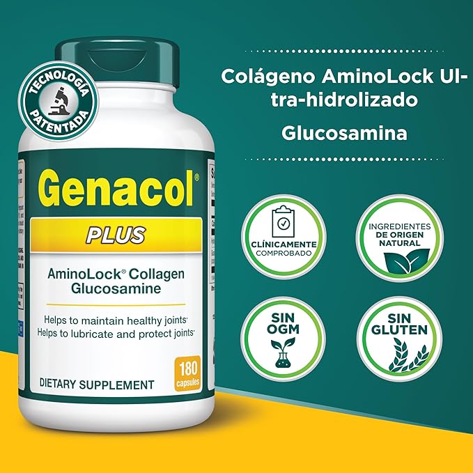 Genacol Plus – Glucosamine and Collagen Joint Supplement, Lubricates, Protects and Maintains Heathy Joints, Relieves Joint Discomfort Plus, 180 Capsules (60-Day Supply)