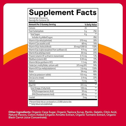 SmartyPants Multivitamin for Men & Women, Multivitamin Gummies with Omega 3 (DHA/EPA), Vitamin D3, C, Vitamin B12, B6, A, K & Zinc, Biotin, Gluten Free, 90 Count (30 Day Supply)