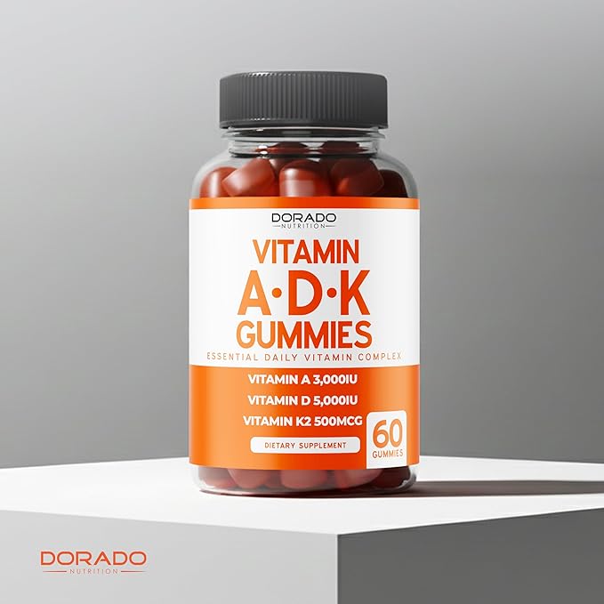 ADK Gummies Vitamin D3 K2 (60 Sugar Free Gummies) Vitamin D3 K2 10000iu/ 5000iu - Supplement with D & K - 10 Vegan Supplement - Delicious Raspberry Flavor - Non GMO & USA Made - 60 Count