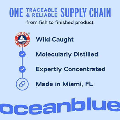 Oceanblue Professional Omega-3 2100 with Vitamin K2 and Vitamin D3-60 Count 2 Pack- Triple Strength Burpless Fish Oil Supplement with EPA, DHA & DPA - Wild Caught - Orange Flavor, 60 Servings