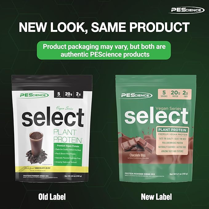 PEScience Select Vegan Protein Powder, Plant Based Protein Powder, Amazing Taste, Smooth Texture, Pea and Brown Rice Blend, Dairy Free, Lactose Free, Gluten Free - Chocolate Bliss, 5 Servings