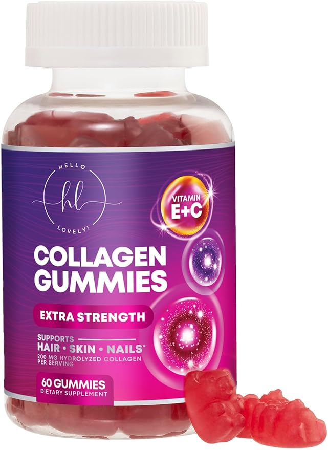 Collagen Peptides Gummies - 2500 mcg D-Biotin Per Serving - Hydrolyzed Protein Type I & III Multi Collagen Supplement with Vitamin C & Zinc - Support for Hair, Skin, Nails, Berry Flavor - 60 Gummies
