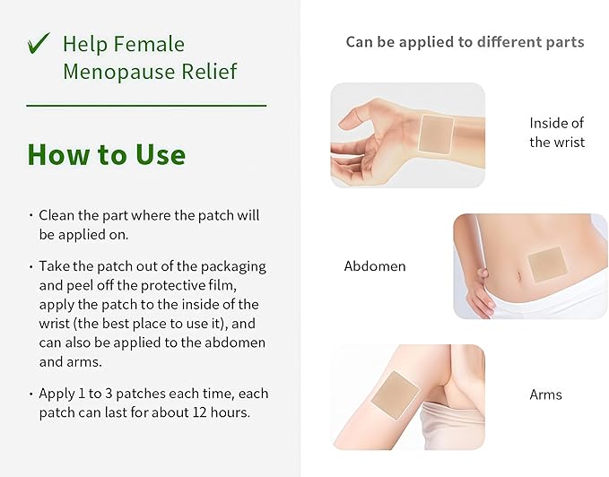 Menopause Relief Patches Therapy Patches Natural Hot Flash Patch for Sleeping Aid & Restful Nights-Relieves Hot Flashes, Dryness, Excessive Sweating-Menopause Support-Estrogen Free(8 Count)