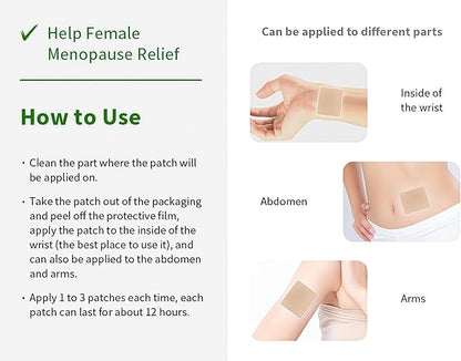 Menopause Relief Patches Therapy Patches Natural Hot Flash Patch for Sleeping Aid & Restful Nights-Relieves Hot Flashes, Dryness, Excessive Sweating-Menopause Support-Estrogen Free(8 Count)