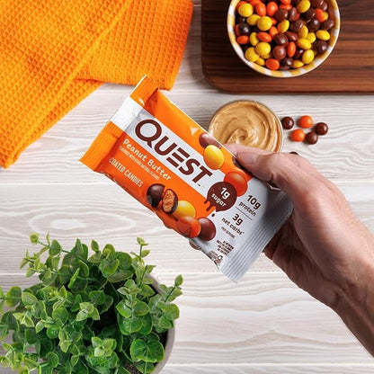 Quest Nutrition Coated Candies, Peanut Butter, 1g Sugar, 10g Protein, 4g Net Carbs, Gluten Free, Keto Friendly, 4 Count