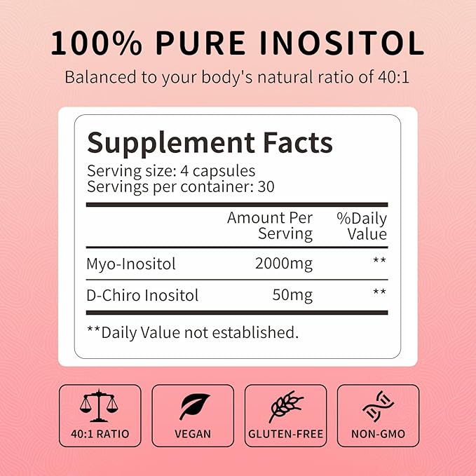 Myo-Inositol & D-Chiro Inositol (40:1 Ratio) - Total Fertility & Reproductive Support for Women - 360 Capsules, 90-Day Ultimate Supply