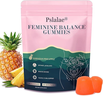 Premium Feminine Balance Gummies for Women – Pineapple Flavor – pH Balance, Immune & Digestive Support – Vegan, Gluten-Free – 60 Gummies (30-Day Supply)