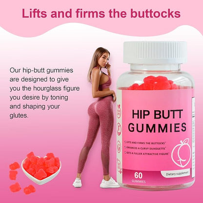 Laicuherb BBL Gummies for Women Curves-Berry Flaovr Booty Gummies with Vitamin A, C, B6, 60 Count Bear Shape Herbal Blend