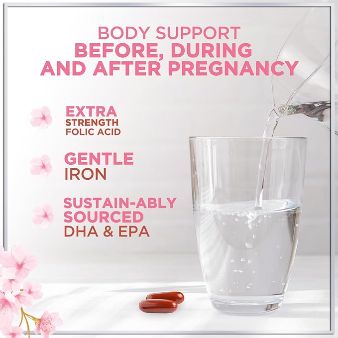 Prenatal Vitamins for Women - Prenatal Multivitamin with Folic Acid & Omega 3 DHA Fetal Development Support - Pregnancy Vitamin Supplement with, Vitamin A, C, D, B6, B12 & Iron - 120 Softgels