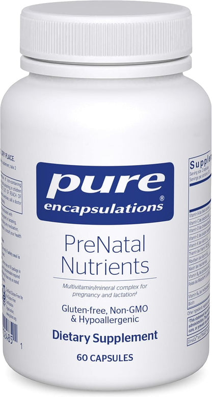 Pure Encapsulations PreNatal Nutrients - for Pregnancy & Lactation - Aids Energy & DNA Development* - with Folate, Choline & Iron - Gluten Free & Non-GMO - 60 Capsules