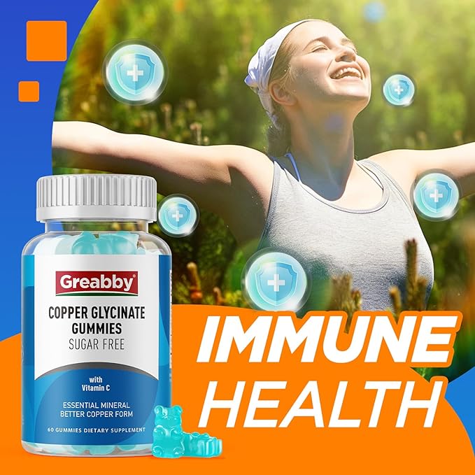 Copper Glycinate Gummies for Women, 2mg Chelated Copper with Vitamin C, High Absorption Copper Supplements for Women 25-44, Immune, Energy, Skin & Bone Health, 60 Count