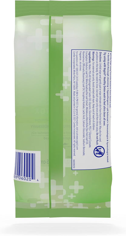 Vagisil Wipes for All Over Cleaning, Health Detox, Formulated with Essential Oils, 20 Wipes in a Re-Sealable Pouch (Pack of 24)