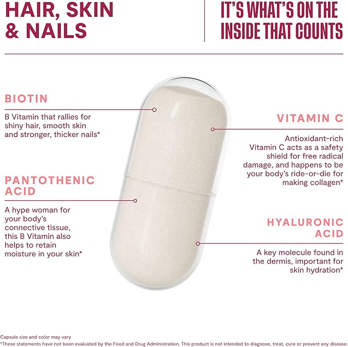 Habit Hair, Skin & Nails Supplement 2 Pack (120 Capsules) - New Look, Supports Skin Hydration, Hair & Nail Strength, Biotin 2000mcg, Vitamin A & C, Hyaluronic Acid, Rosehip, Vegan, Non-GMO