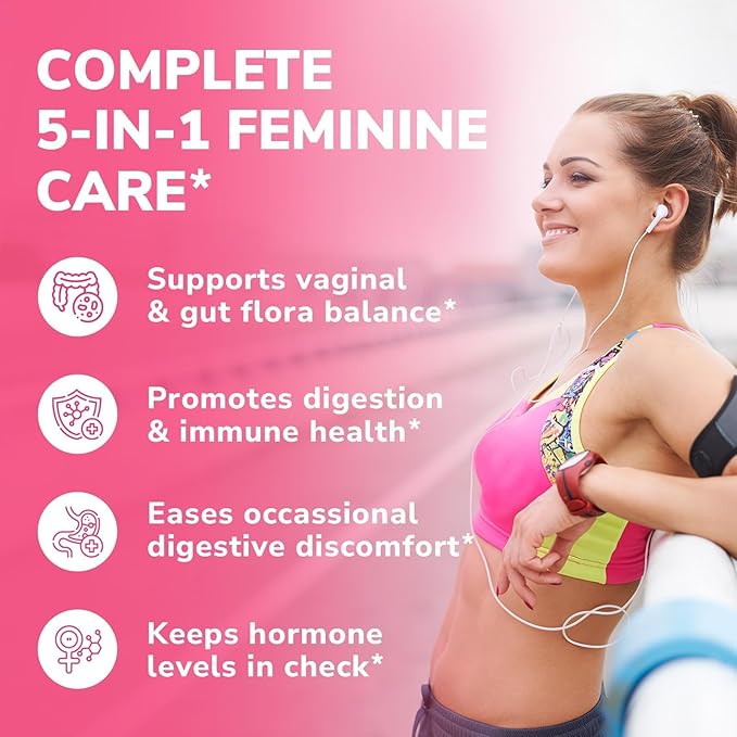 Probiotics for Women 100 Billion CFU 15 Strains, DailyProbiotic & Prebiotic Supplement with Organic Cranberry to SupportVaginal, Digestive, Immune Health, Shelf Stable, 60 Vegan Capsules