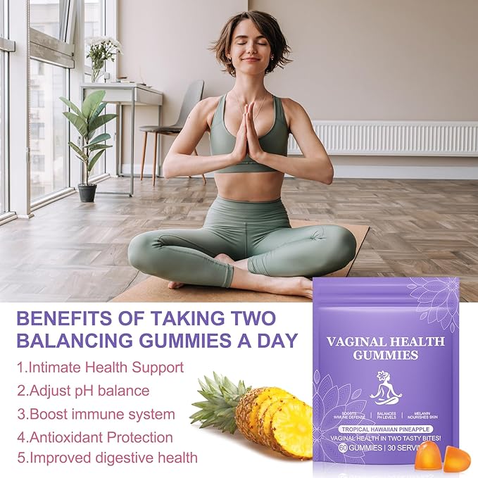 Vaginal Probiotics for Women, PH Balance Gummies, Probiotics for Women Vaginigal Health, Support Healthy Odor, Yeast Balance & Flora, Vaginal Health Supplement - 60 Pineapple Gummies