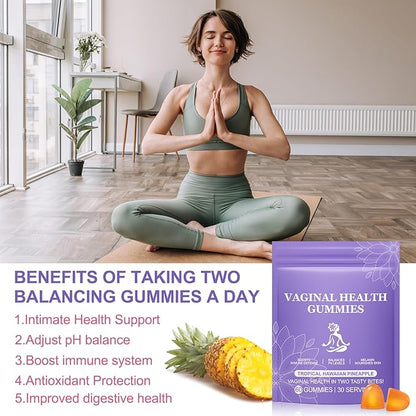 Vaginal Probiotics for Women, PH Balance Gummies, Probiotics for Women Vaginigal Health, Support Healthy Odor, Yeast Balance & Flora, Vaginal Health Supplement - 60 Pineapple Gummies