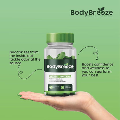 Internal Deodorant Supplement | Natural Chlorophyll 30 Capsules for Body Odor Control, Gut Health, and Fresh Breath | Vegan, Detox Support & Skin Health | Odor Eliminator for Men & Women